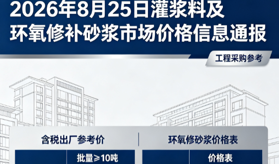 临桂2026年8月25日灌浆料及环氧修补砂浆市场价格信息通报